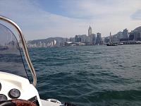 through Hong Kong Harbour with Central & Wanchai to the right...
