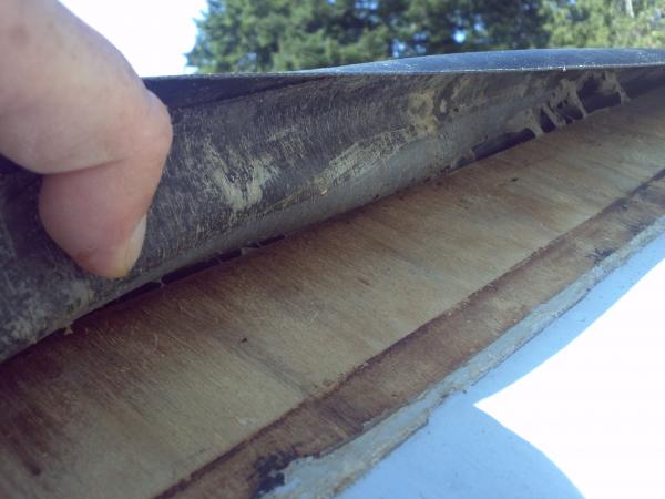 Soggy transom has unglued from PVC.