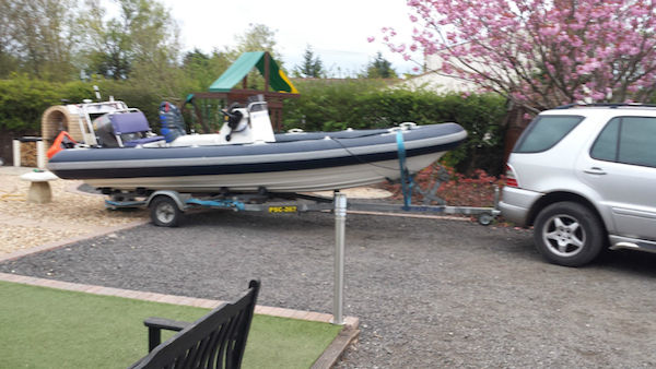 As purchased - note the step in the hull at the bow.  Anyone know what this boat is?