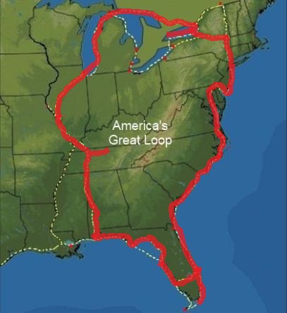 Great Loop map 6,000 miles completed August 2013 to June 2014.