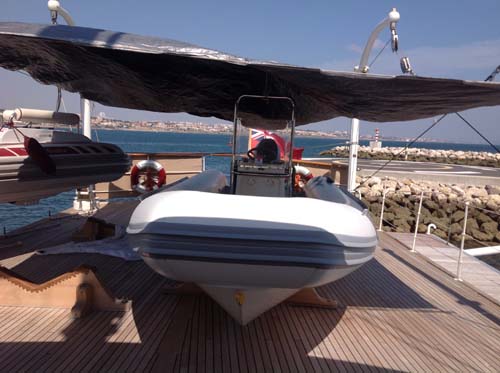 Novurania RIB tubes fitted on deck of a superyacht