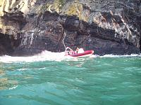 Leaving Cemaes Head sea cave